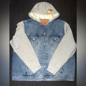 Levi's Denim Jacket with Gray Hooded Sleeves